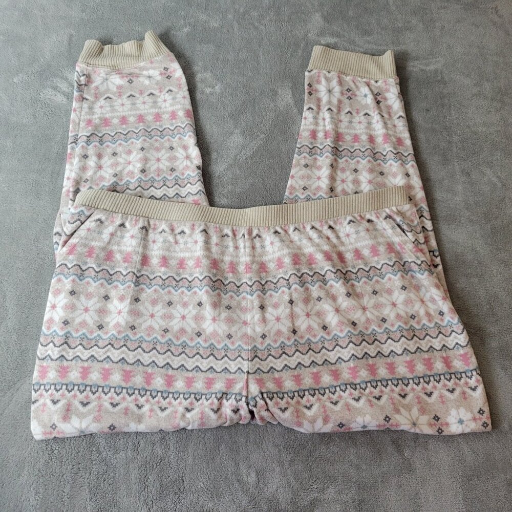 Cuddl Duds Women's XL Pink Beige Geometric Pajama Pants Sleepwear Bottoms GEO30E